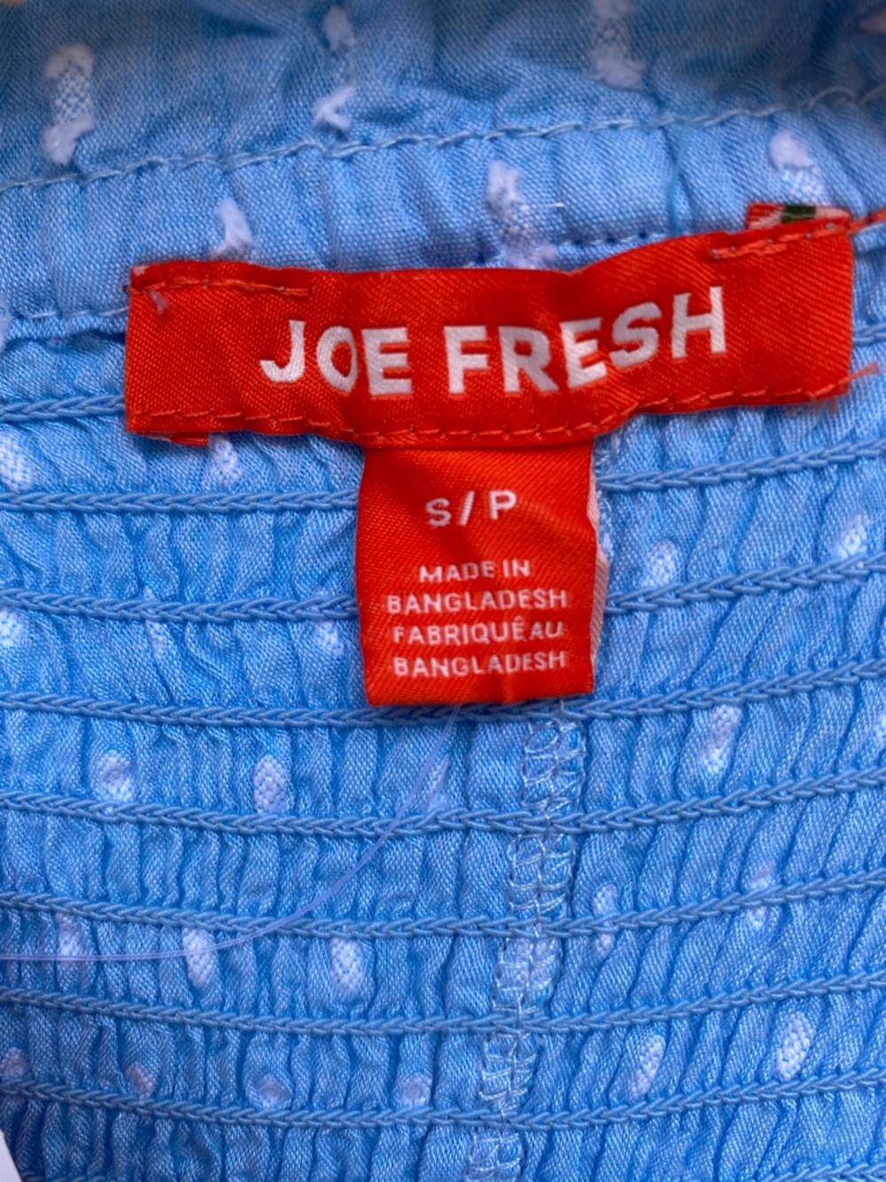 NWT Joe Fresh Light Blue Smocked Tiered Tie-Shoulder Swiss Dot Maxi Dress Size S - Picture 9 of 14